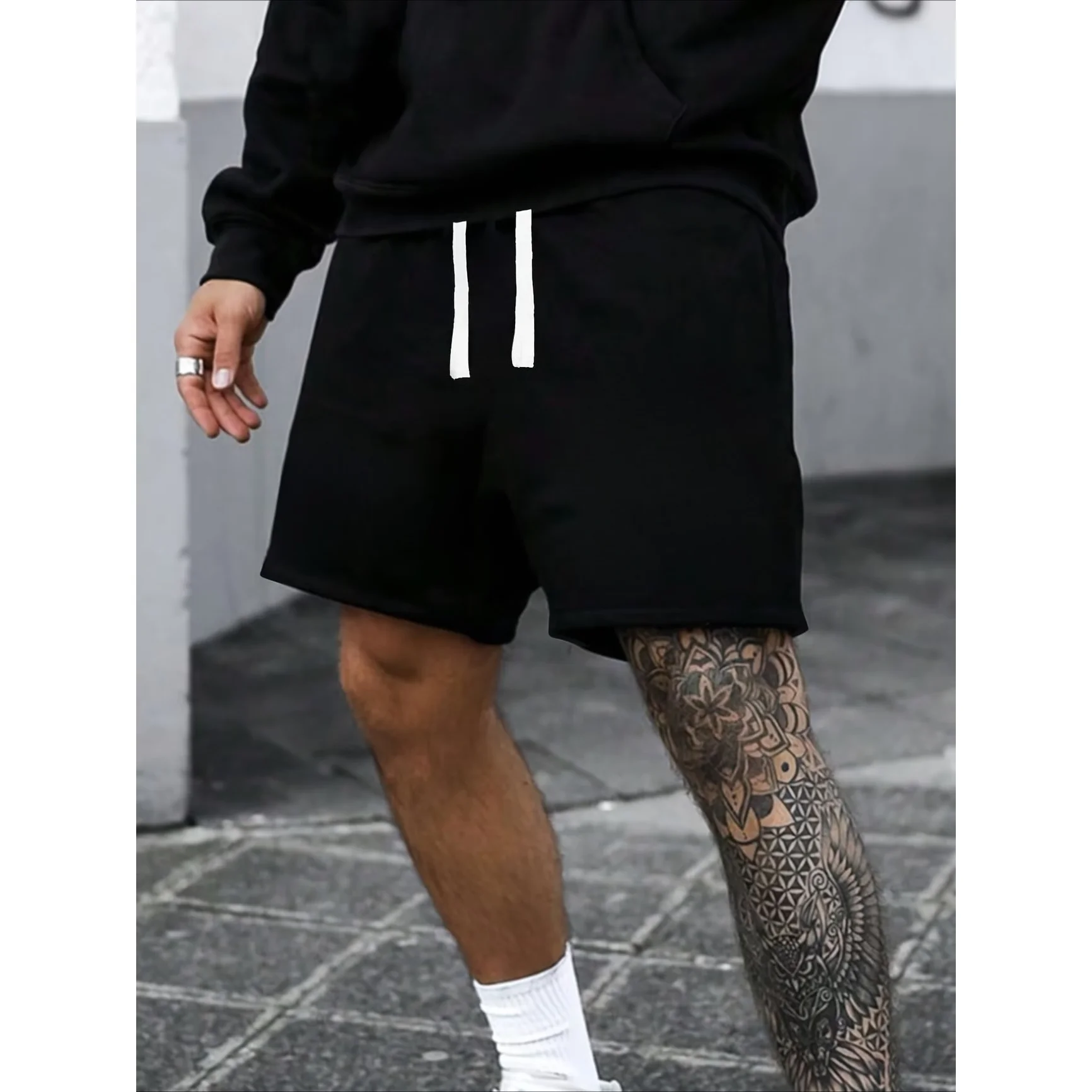 Shorts Casuais de Algodão para Homens, Estilo Streetwear, com Cordão, Shorts Esportivos para Mulheres, Calças de Moletom, Calças de Praia em Cores Sól
