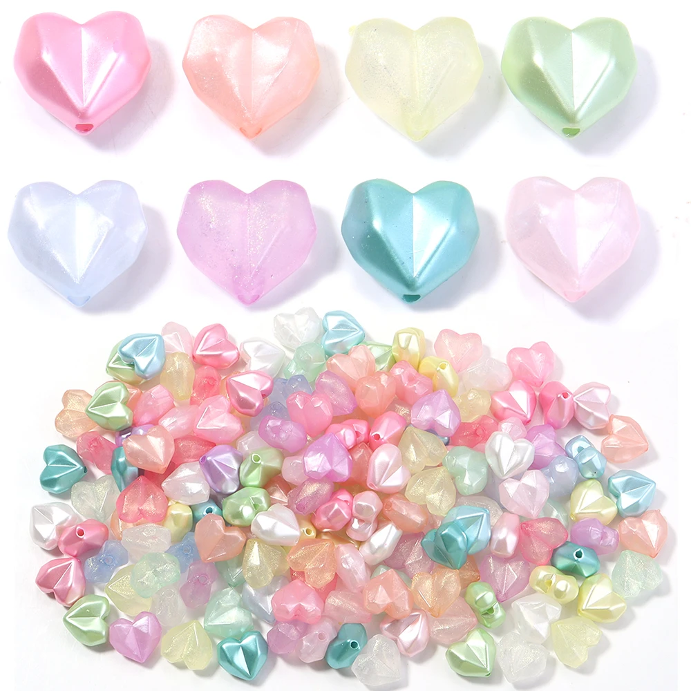 50 Stück/Lot 13x14mm farbige facettierte Herzform-Perlen, lose Acryl-Abstandshalterperlen für die Schmuckherstellung, DIY-Anhänger, Armband, Handykette