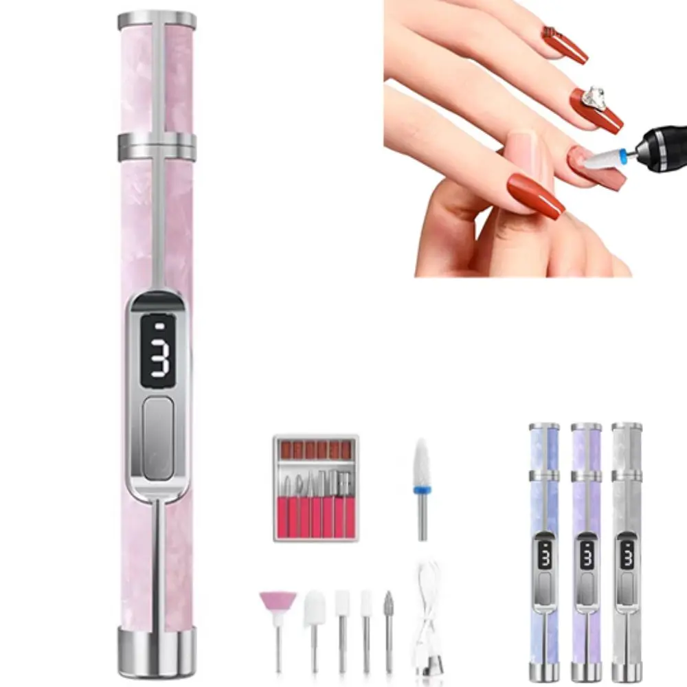 Low Noise Electric Nail Drill 4 Gears Adjustable Multiple Gears Nail Polishing Machine Rechargeable Nails Sander File Set