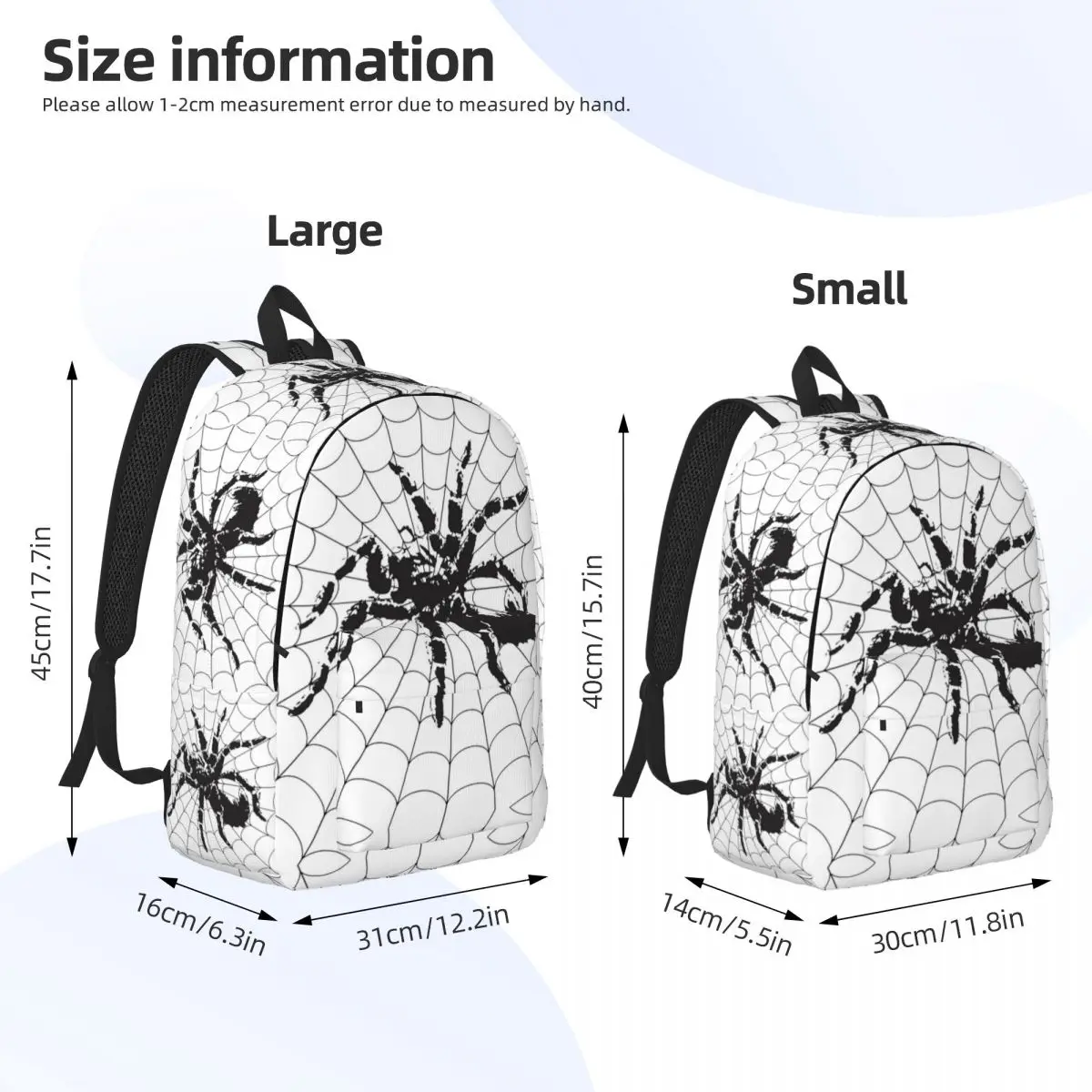 Horror Spider with Web Backpack for Kids, School Book Bags, Daypack, pré-escolar, Kindergarten Bag, Student Gift, Boy, Girl