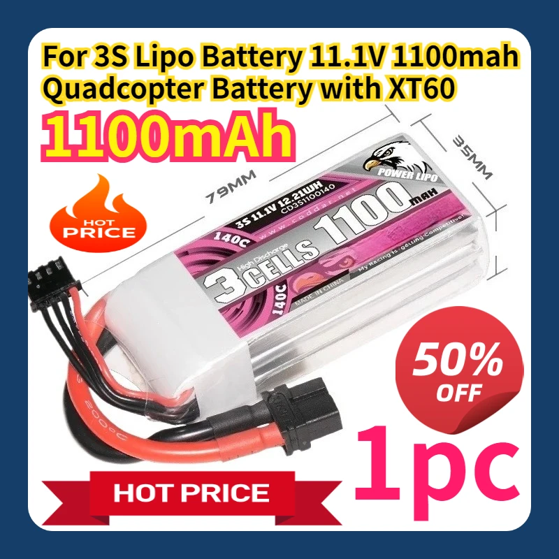 

For 3S Lipo Battery 11.1V 1100mah Quadcopter Battery with XT60