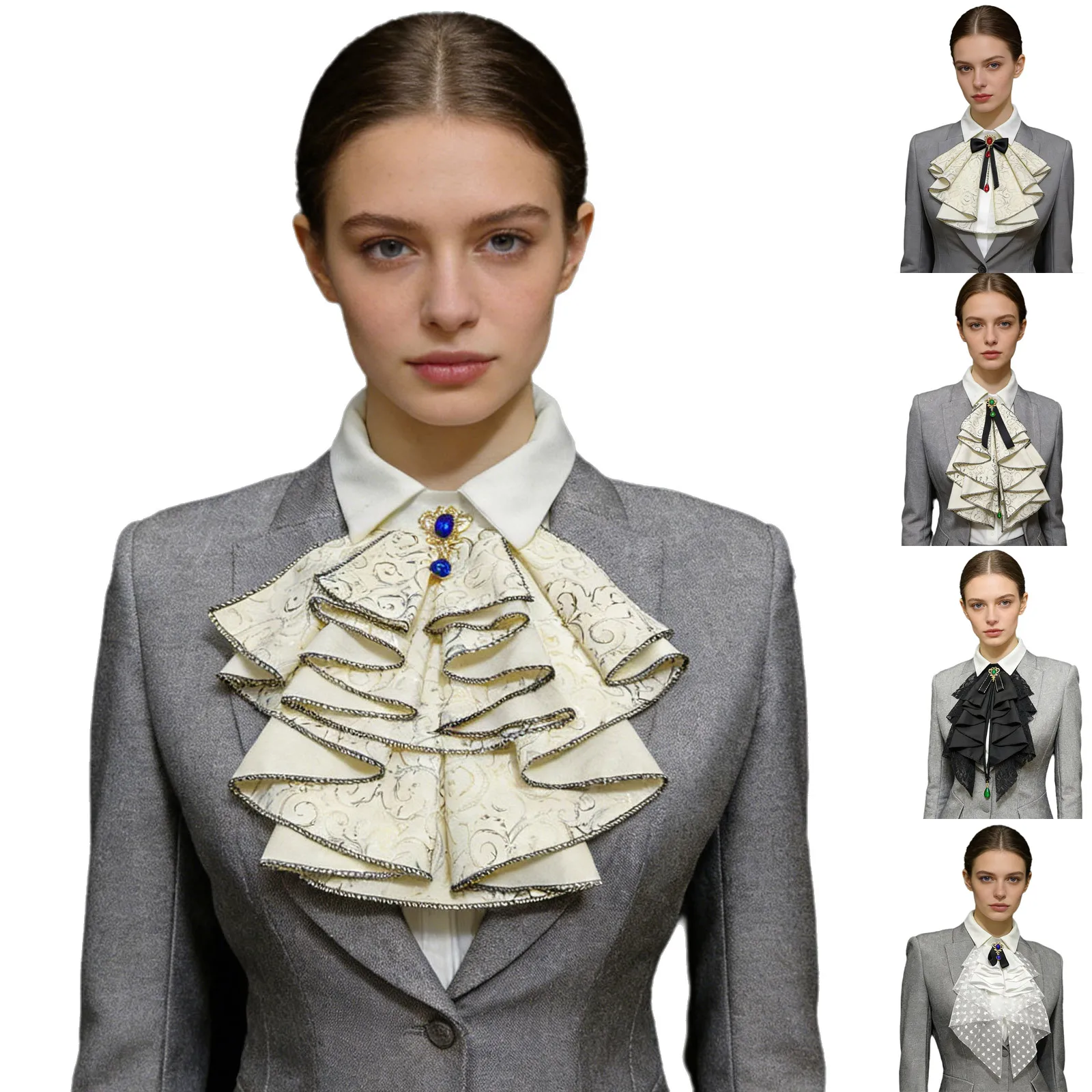 

Victorian Vintage Collar Retro Jabot Neck Collar Gothic Ruffle Collar for Women Men Evening Party Costume Dress Up Accessories