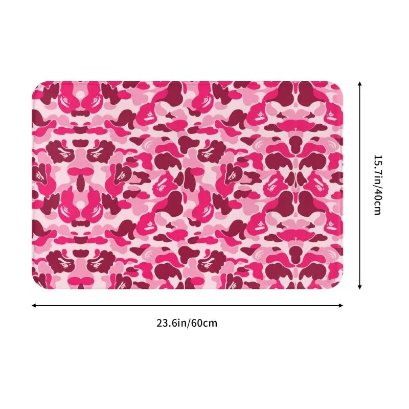 Custom Pink Camo Camouflage Doormat Mat Anti-Slip Kitchen Bathroom Toilet Living Room Welcome Rug Carpet Footpad 40*60cm