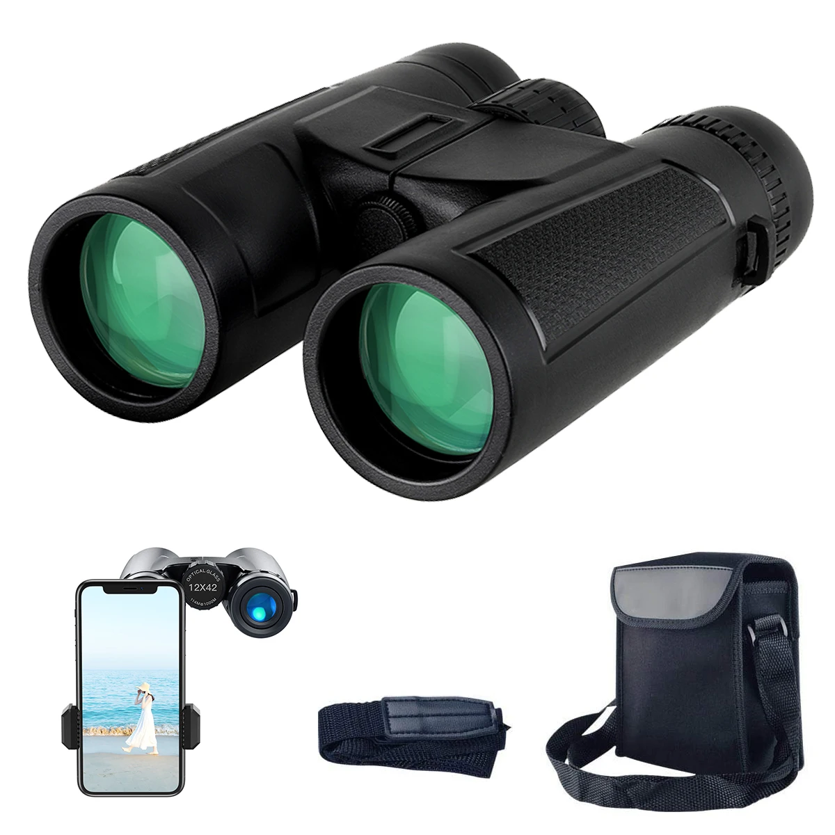 

12x42 HD Binoculars Optical Powerful Telescope Long Distance Portable Monocular Telescope Suitable for Camping Travel