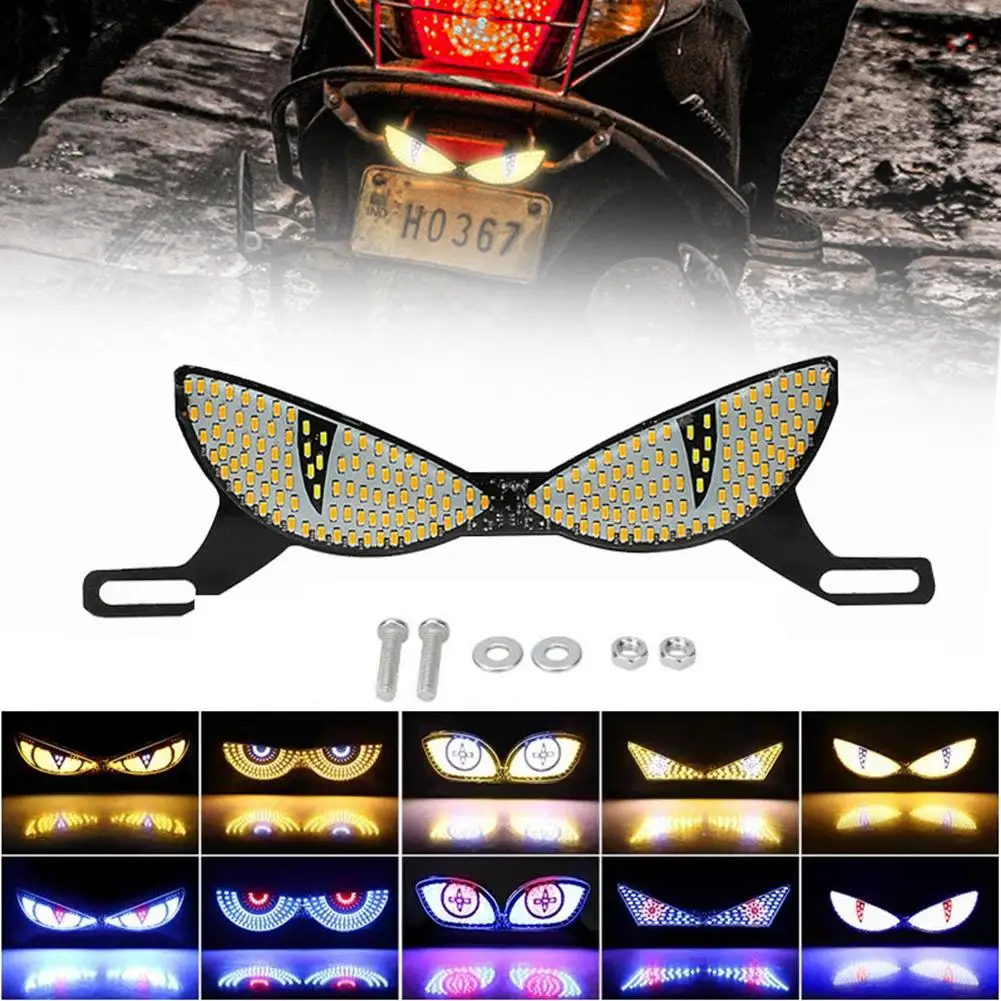 12 فولت دراجة نارية لوحة ترخيص ضوء عين الشيطان تعديل الذيل ضوء الزخرفية المحيطة مصباح عين الشيطان ستروب أضواء الإشارة