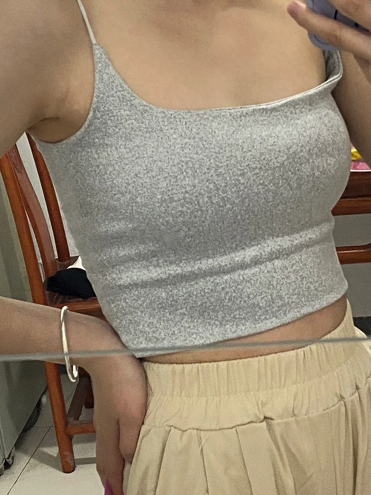 Camisole Women Crops Summer Backless Breathable Sexy Ladies Sleeveless Harajuku Hotsweet Club High Street Solid Simple Leisure