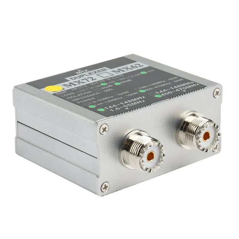 Y44A 5X VHF for UHF Tri-Band Antenna Combiner MX72 60-100W Linear Duplexer for Ham Radio, 1.6-55MHz 144-148MHz 400-470MHz