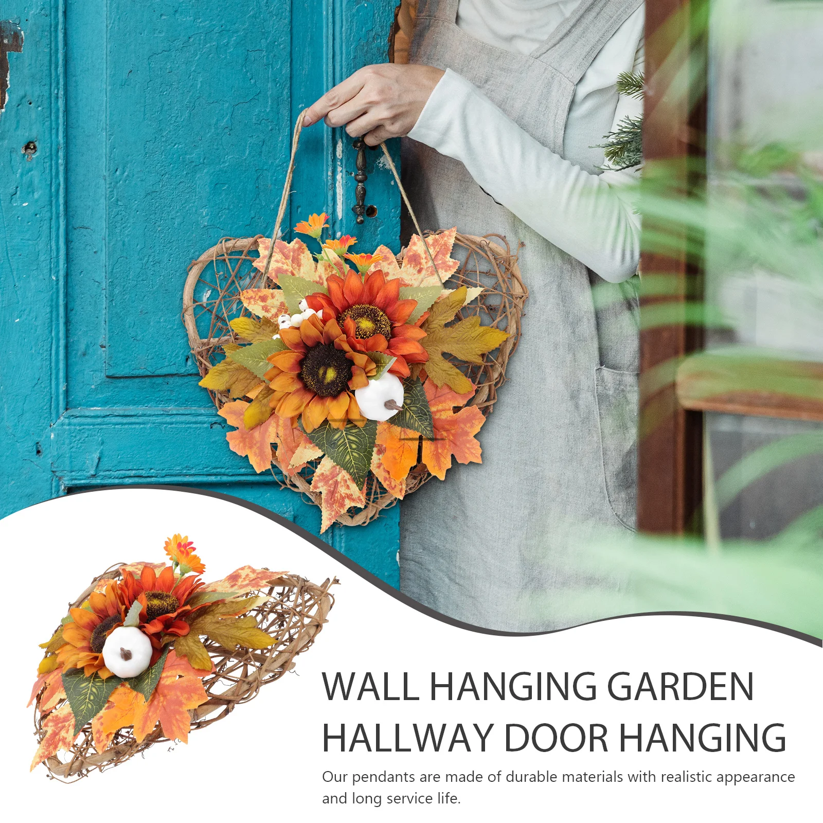 

1pc Autumn Style Artificial Wreath Thanksgiving Day Fake Plant Decor Festival Scene Garland Hanging Ornament Door Wall Decor