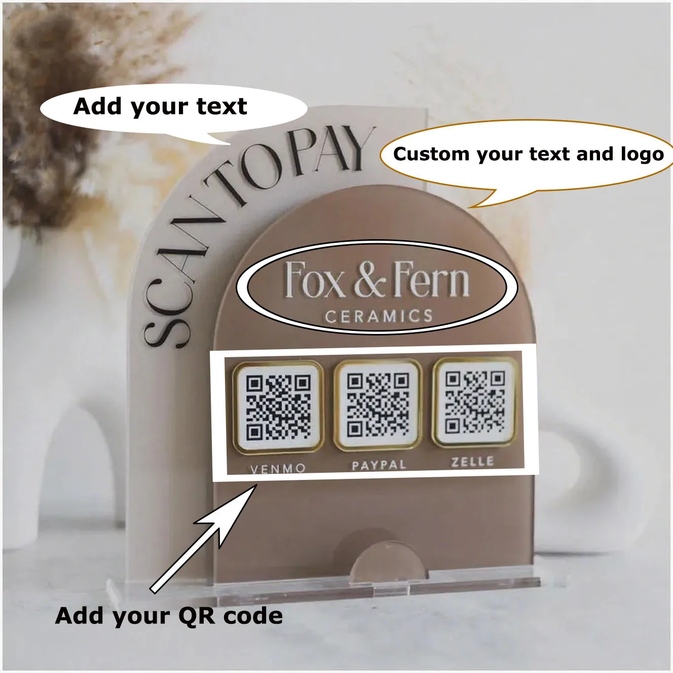 

Custom Acrylic Google Review QR Code Payment Sign Personalized Logo Multi QR Code Social Media For Business Advertising
