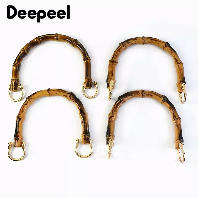 2/5Pcs Deepeel 8/9/12cm U Shape Simulated Bamboo Purse Frames Kiss Clasp Wooden Handbag Handles Hardware Woven Accessory