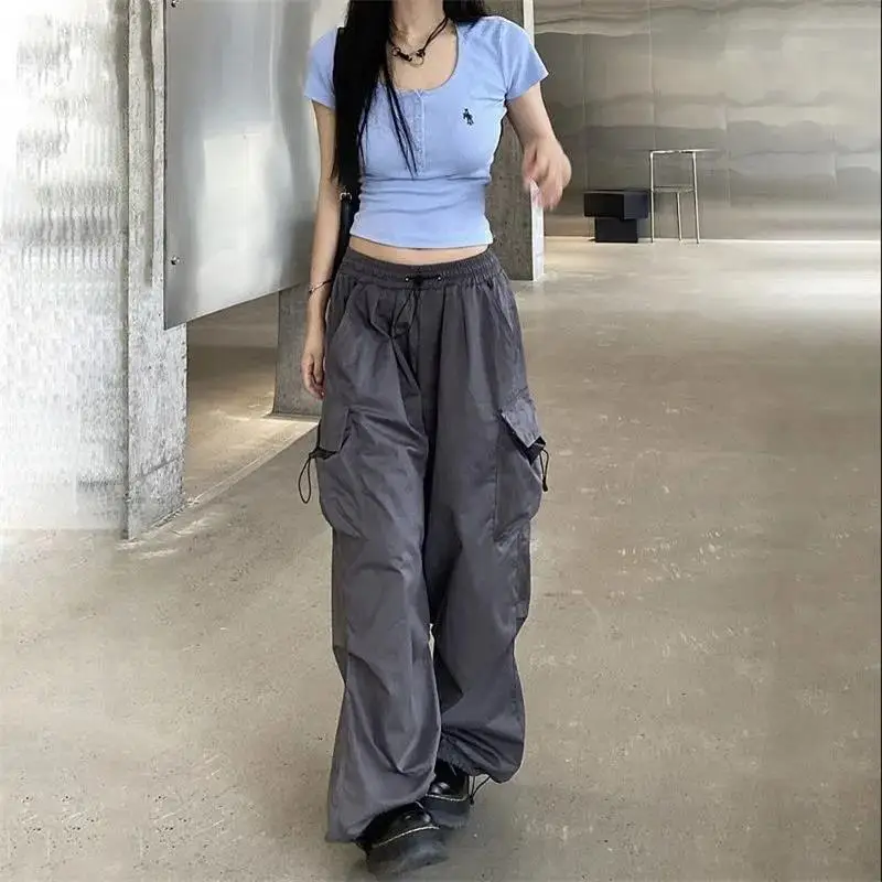 

Vintage Cargo Pants Baggy Women Fashion 90s Streetwear Pockets Wide Leg High Waist Straight Y2k Casual Joggers Trousers