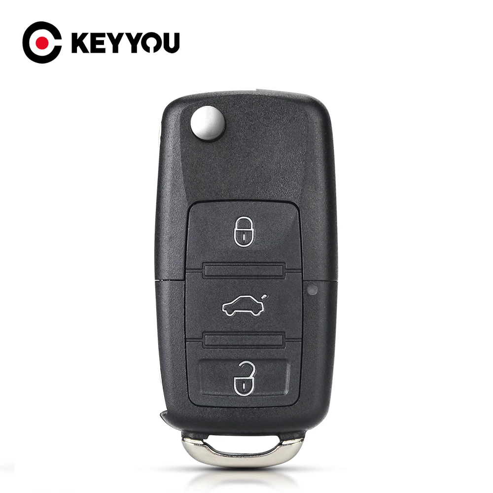 KEYYOU 10PCS New For VW Volkswagen Golf 4 5 Passat B5 B6 polo Touran For Seat Skoda Modified 3 Buttons Folding Car Key Shell