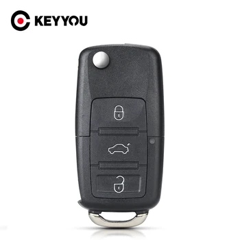 Keyyou שונה להעיף מעטפת מפתח מרחוק עבור vkswagen vw passat b5 גולף mk5 חיפושית 3 כפתורים החלפת מכסה מפתח מכונית