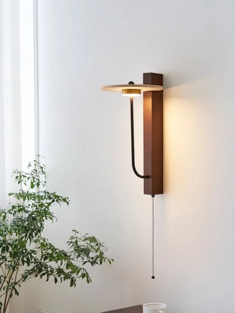 Japanese Retro Bedside Natural Yellow Cave Stone Wall Lamp Bedroom Living Room Hotel Staircase Corridor Homestay Art Lighting image 4