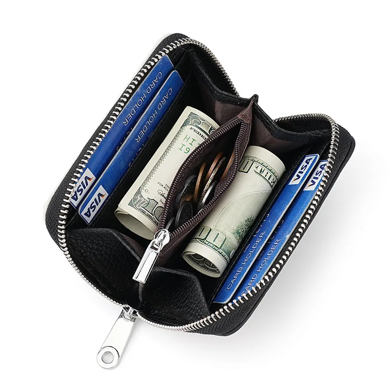 

Короткий кошелек-монетница из натуральной кожи на молнии, маленький кошелек, многофункциональный картхолдер для мужчин и женщин, портмоне для монет
