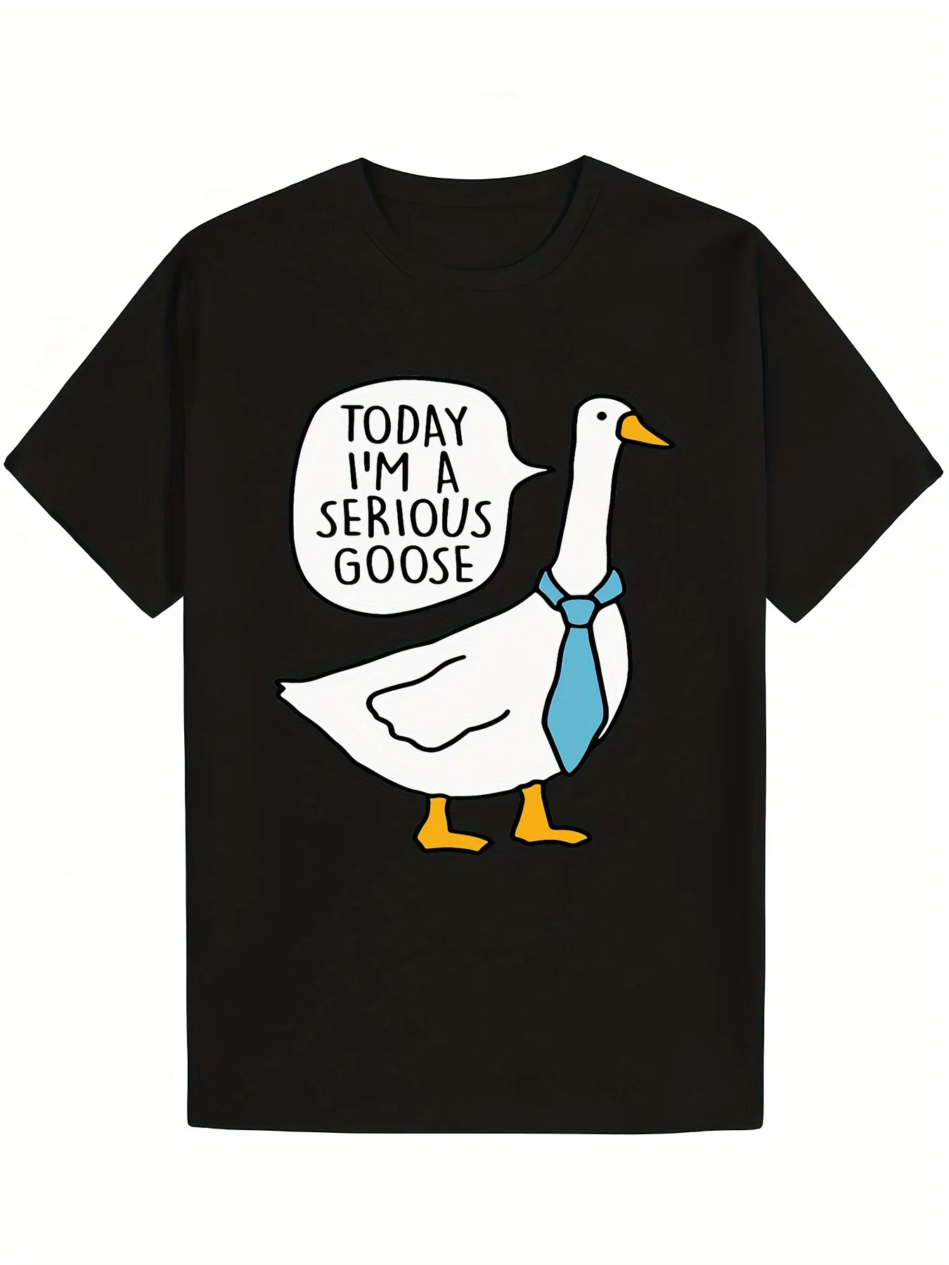 Men's Funny Serious Penguin T-Shirt - Serious Look Penguin Design, Casual Round Neck Short Sleeve Tee, Machine Washable for Offi