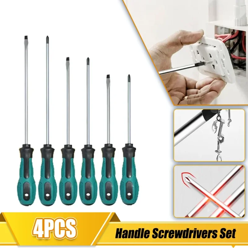 

4Pcs Multipurpose Handle Screwdrivers Set With Magnetic Insulated Security Repair Hand Tools Cross/Straight Type Screw Driver