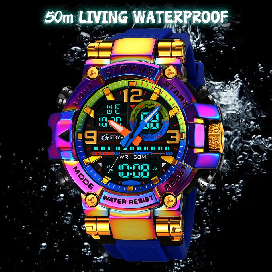 STRYVE Men\'s Watches Fashion Electronic Watches for Man Top Brand STRYVE 8025 Outdoor Sports Timepiece with Calendar Chronograph