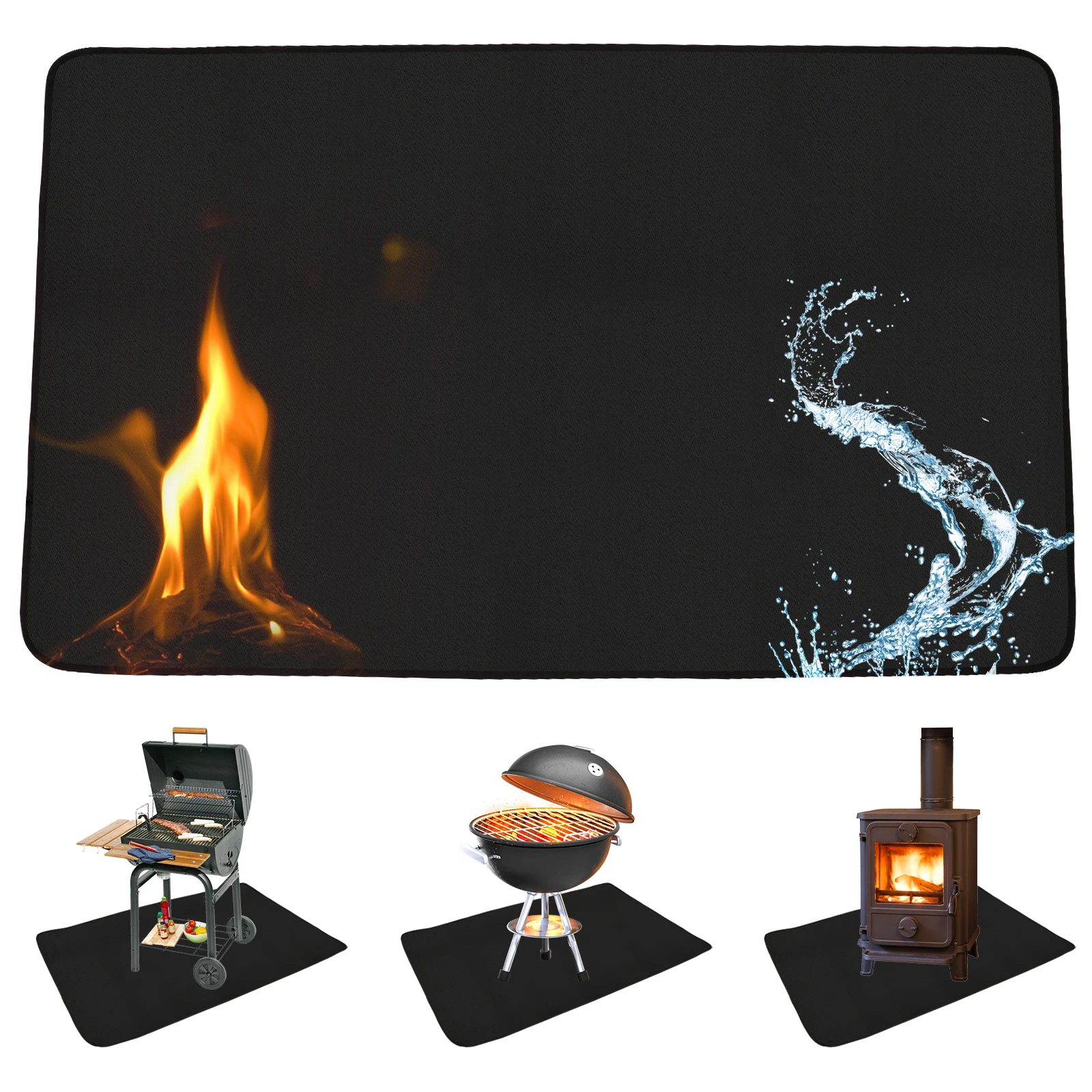 Fireplace Mat Fire Mat, Floor Protection Mat 165 * 99 cm, Protection Mat for Bonfire/Stove/Fireplace