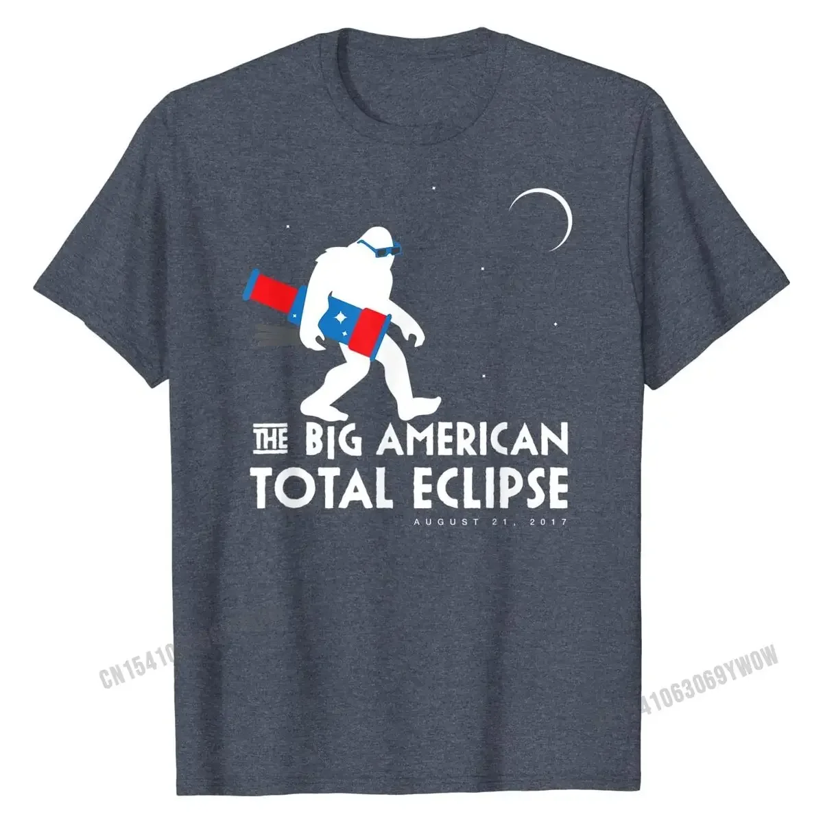 Bigfoot Total Solar Eclipse Shirt, August 21 2017 Space Gift Comics Normal T Shirt Retro Cotton Men Tshirts