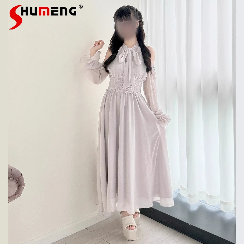 

Original Japanese Lolita Sweet Elegant Long Princess Dress Autumn New Mine Mass-Produced Women's Cute Bow Long Sleeve Dresses