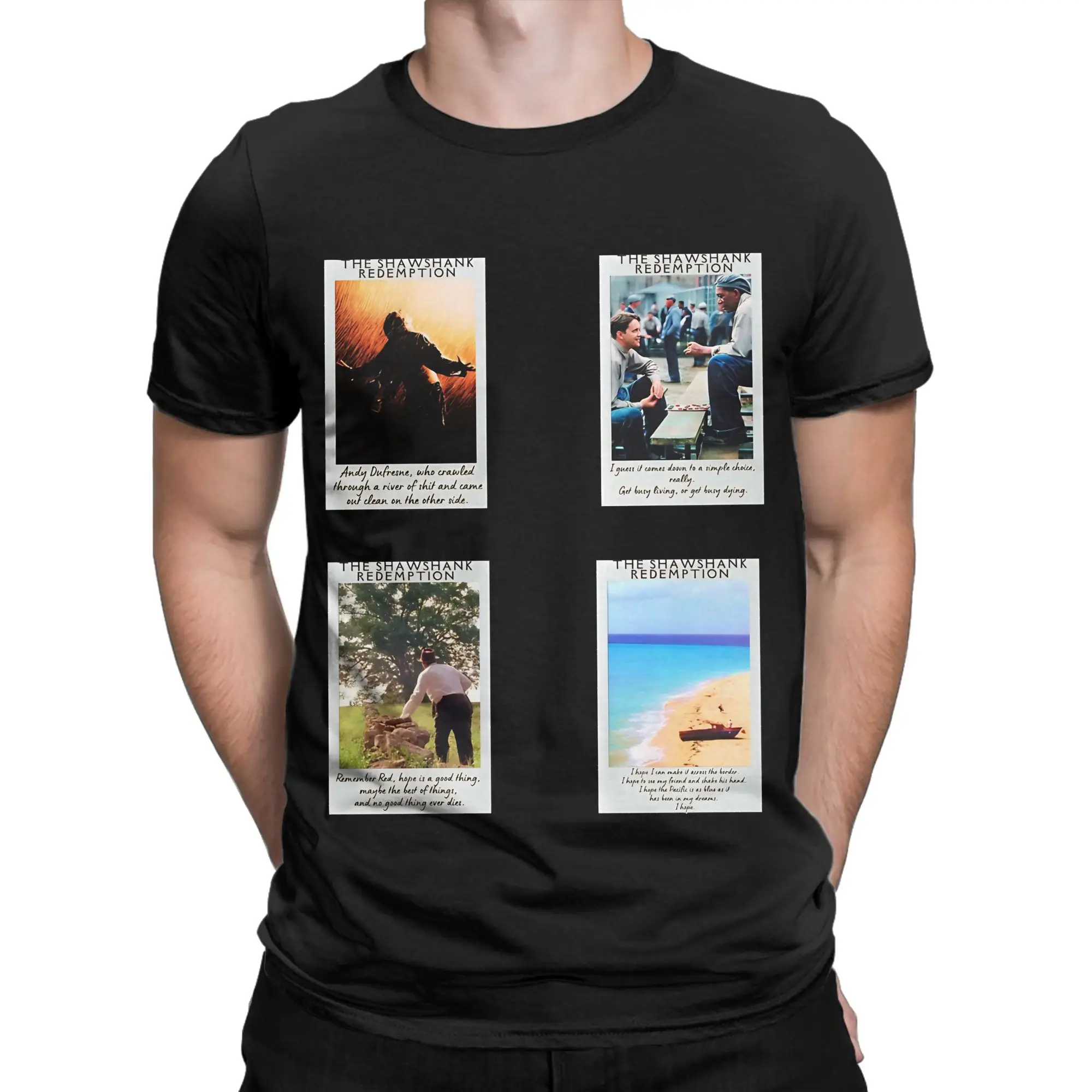 T-shirt drôle en coton 100% avec autocollant HD The Shawshank Redemption, t-shirts pour hommes