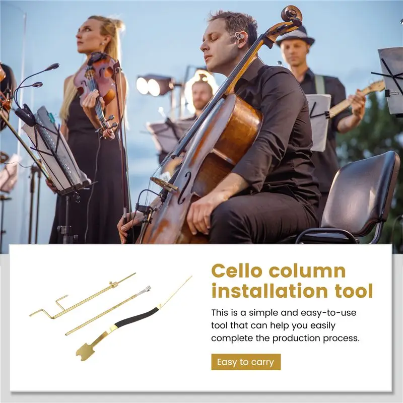 ABUE-Cello Luthier Tools Kit Cello Sound Post Set Sound Post Installation Tool Cello Making Repair Tools Curved With Black