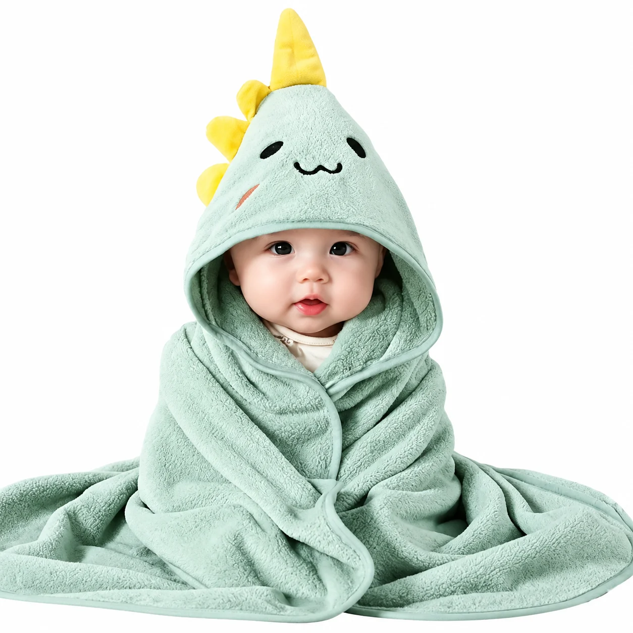 HTMCK Coral Velvet  Cape Bath Towel Newborn Bath Wrap Bath Towel Cute Cartoon Cape Bathrobe