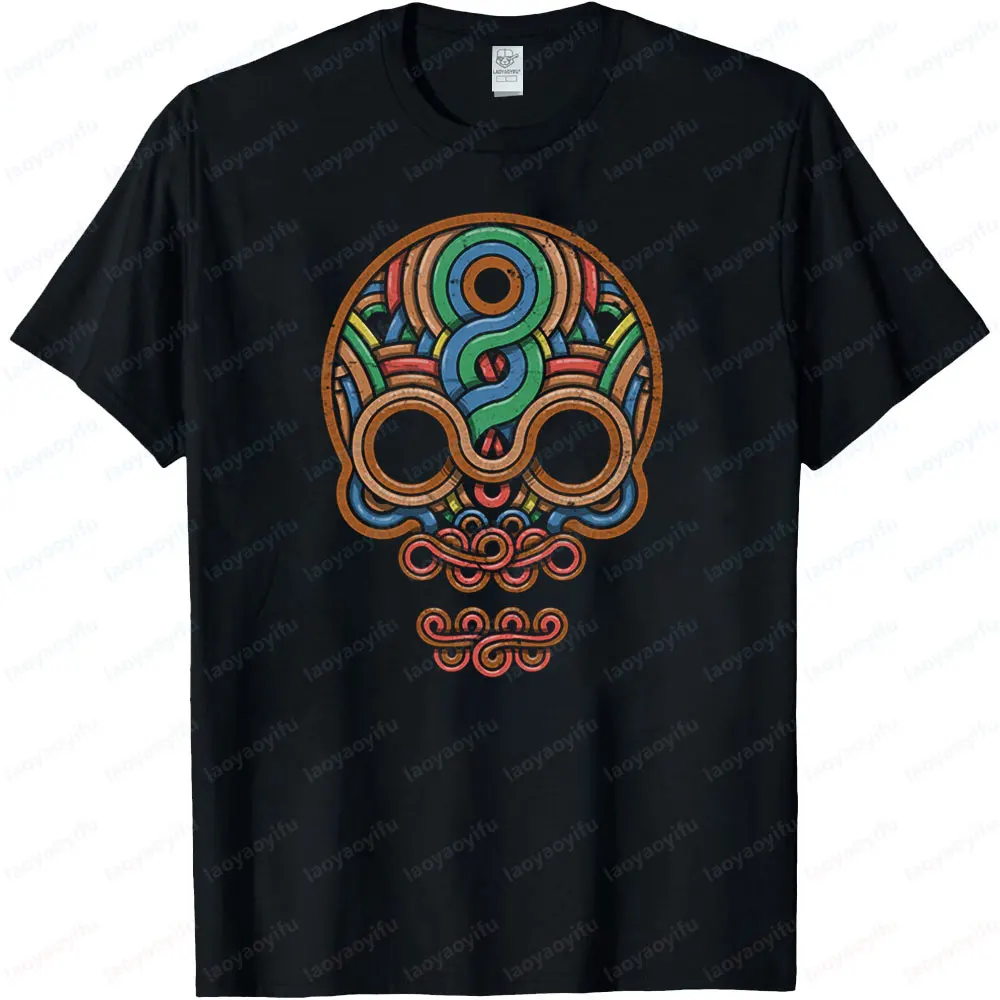INCA SKULL T-shirt Inka Mayans Aztecs Tshirt American Indians Sugar Native Tribes Shirt Men Summer Crewneck Cotton Short Sleeve