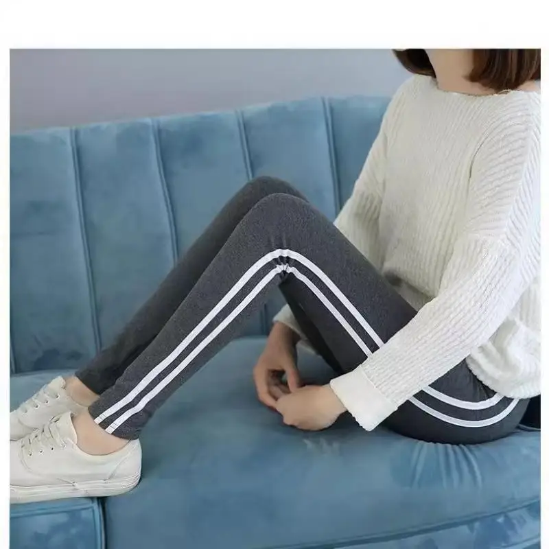 2026 95% Cotton Super Soft Side Striped Women Leggings Sports Outer Wear Pants Korean Fashionable match High Quality Comfortable
