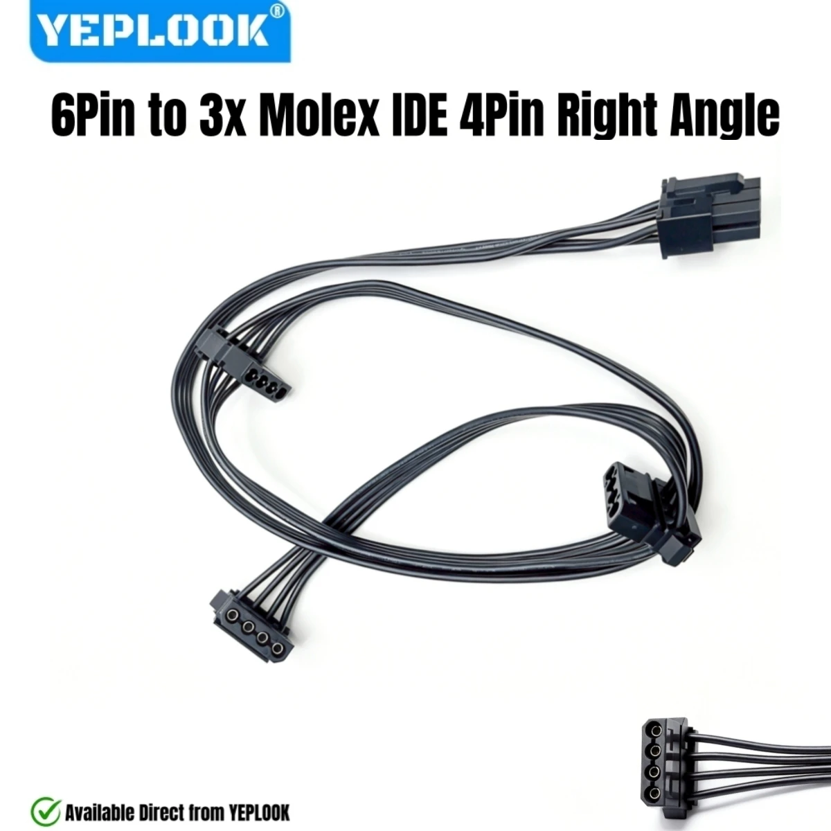 

For Corsair RM-i PSUs, 6Pin to 3x Molex 4Pin Angled, IDE Power Cable for Corsair RM1000i, RM850i, RM750i, RM650i Modular Powers