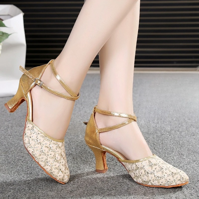 Zapatos de Baile Flamenco Españoles para Mujer, Zapatos de Baile de Salón, Tango, Salsa, Latinos, con Punta Cerrada y Suela Suave