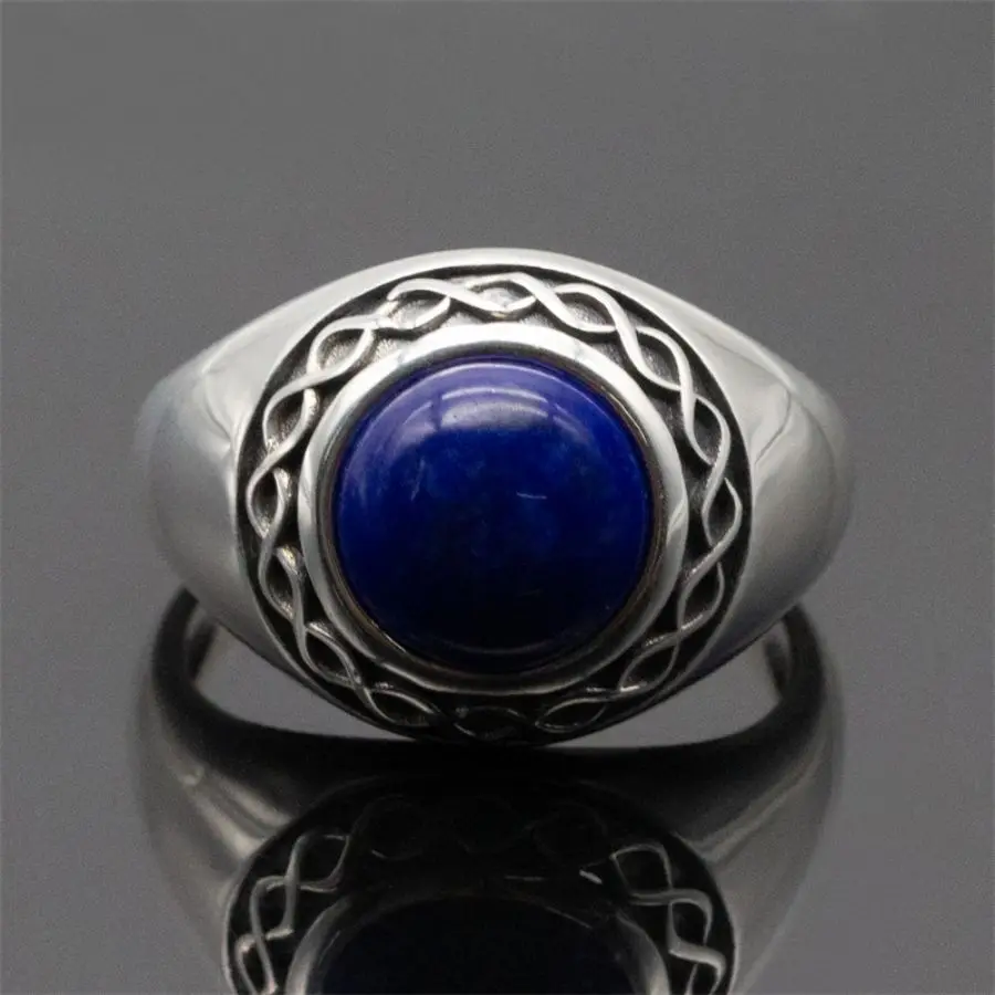 Wholesale New Design Lapis Lazuli Natural Stone Turkish Ring Men Silver 925 Muslim Ring Sterling Men Male