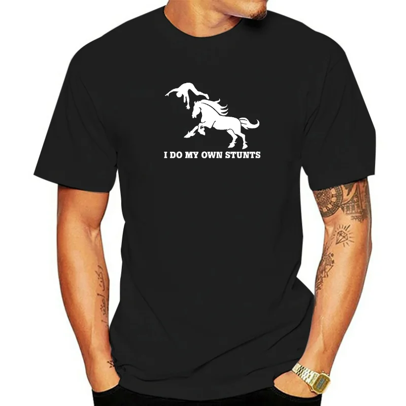 Men's Short Sleeve T-Shirt Do My Own Stunts - Stuntmon Flying Off Horse Tee Shirts With Soying