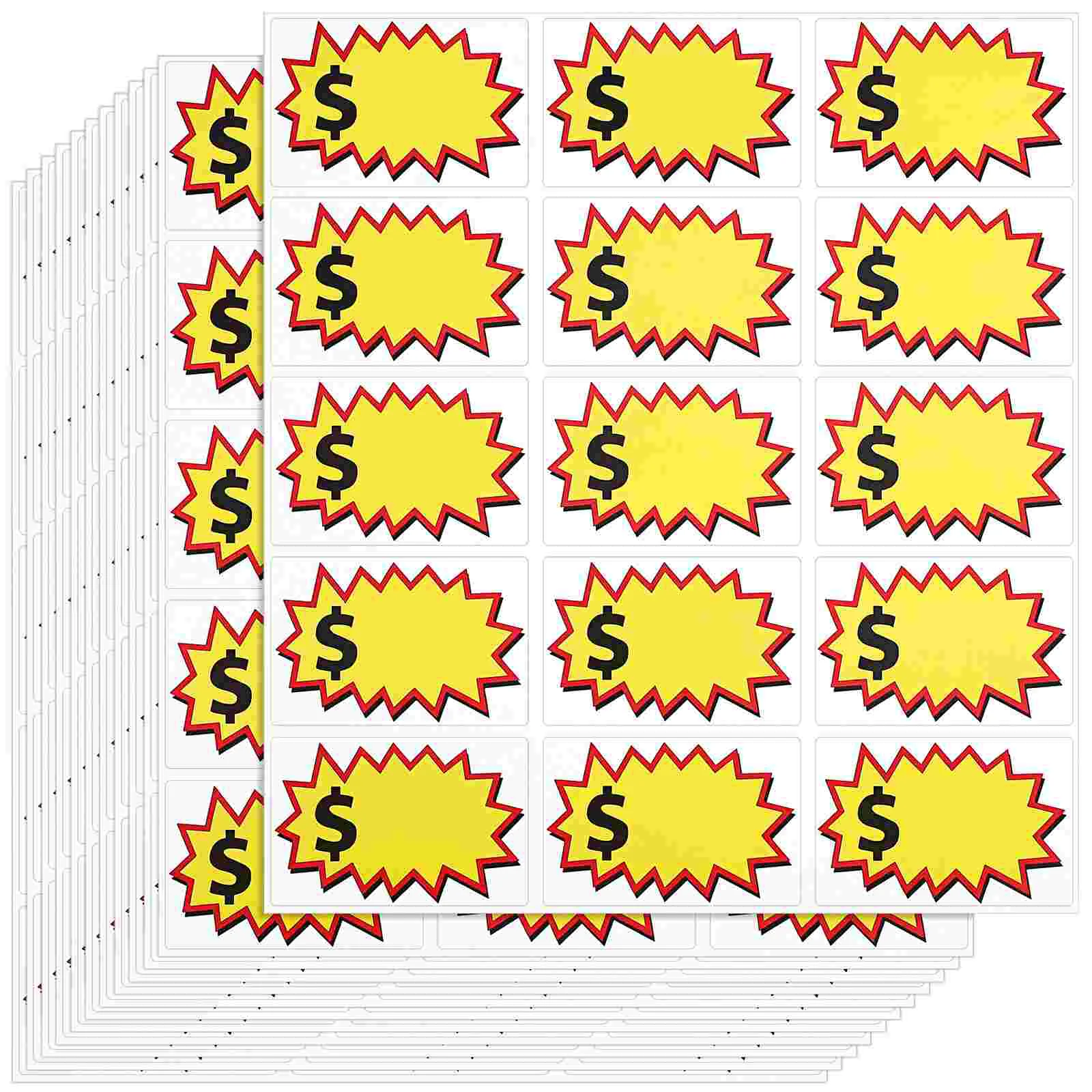 20 Sheets Nail Stickers Price Label Pricing For Retail Store Tags Garage Sale Yellow Supermarket Labels