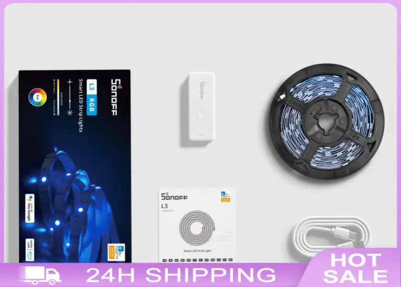 

SONOFF L3 Wi-Fi умные светодиодные ленты RGB 5 м гибкая ламповая лента беспроводной голосовой/местный контроль работает с Alexa ewelink