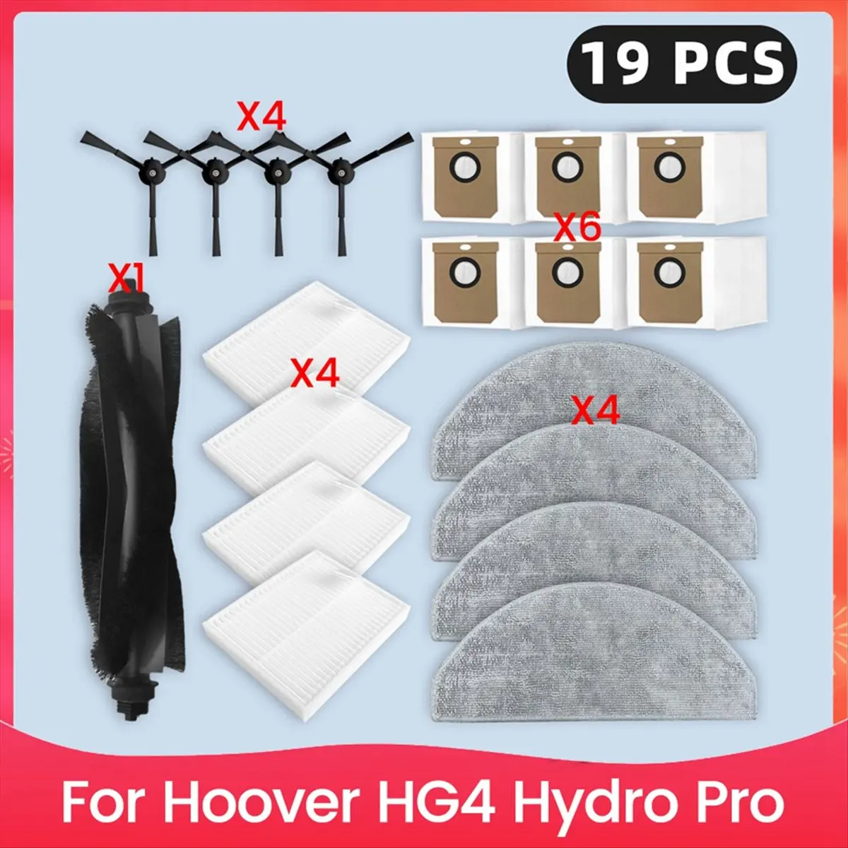 

Запасные части B46C для Hoover HG4 Hydro Pro: фильтр, основная и боковые щетки, тряпка для мытья полов, мешок для сбора пыли, аксессуары, расходные материалы