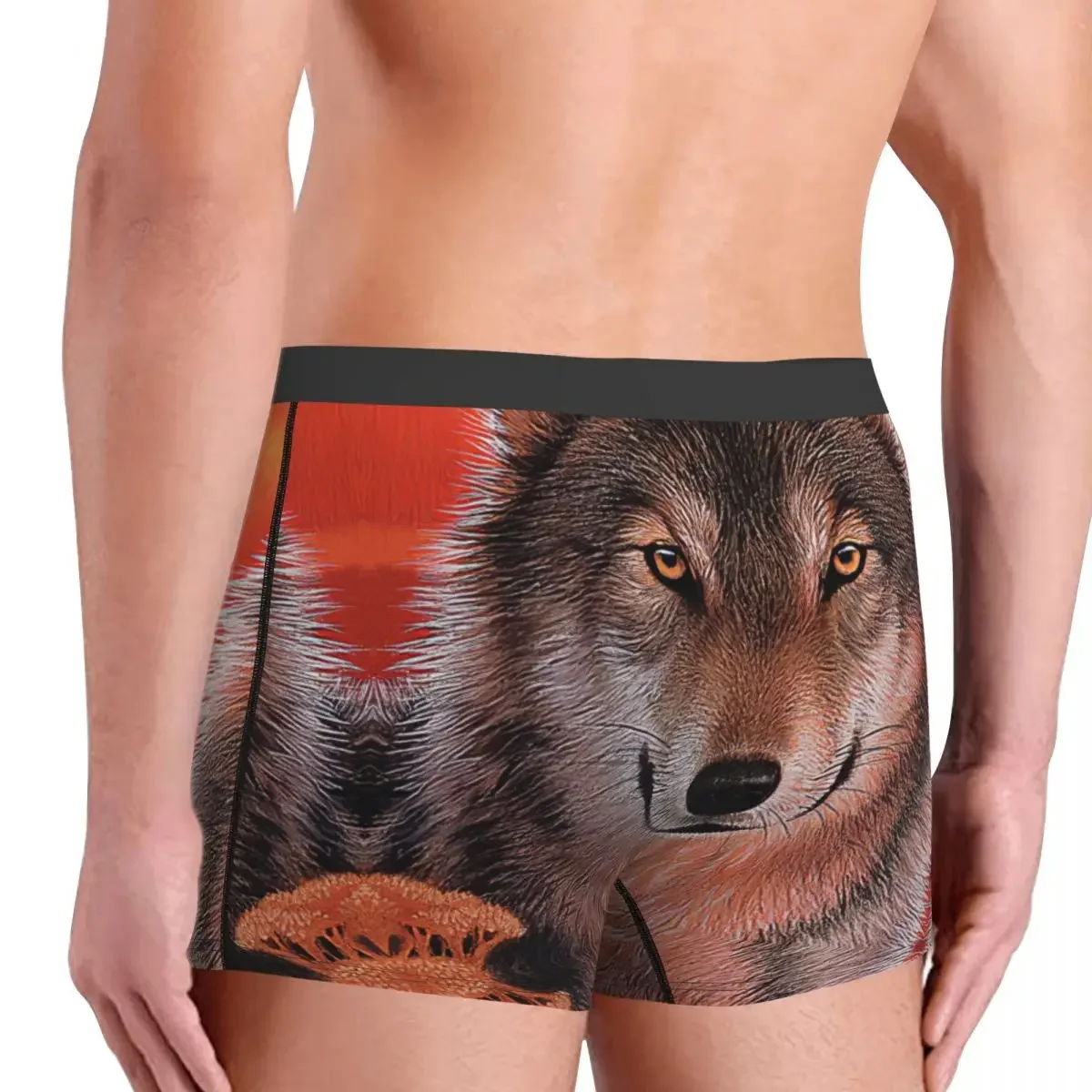 Wolf Underpants Breathbale Panties Male Underwear Print Shorts Boxer Briefs