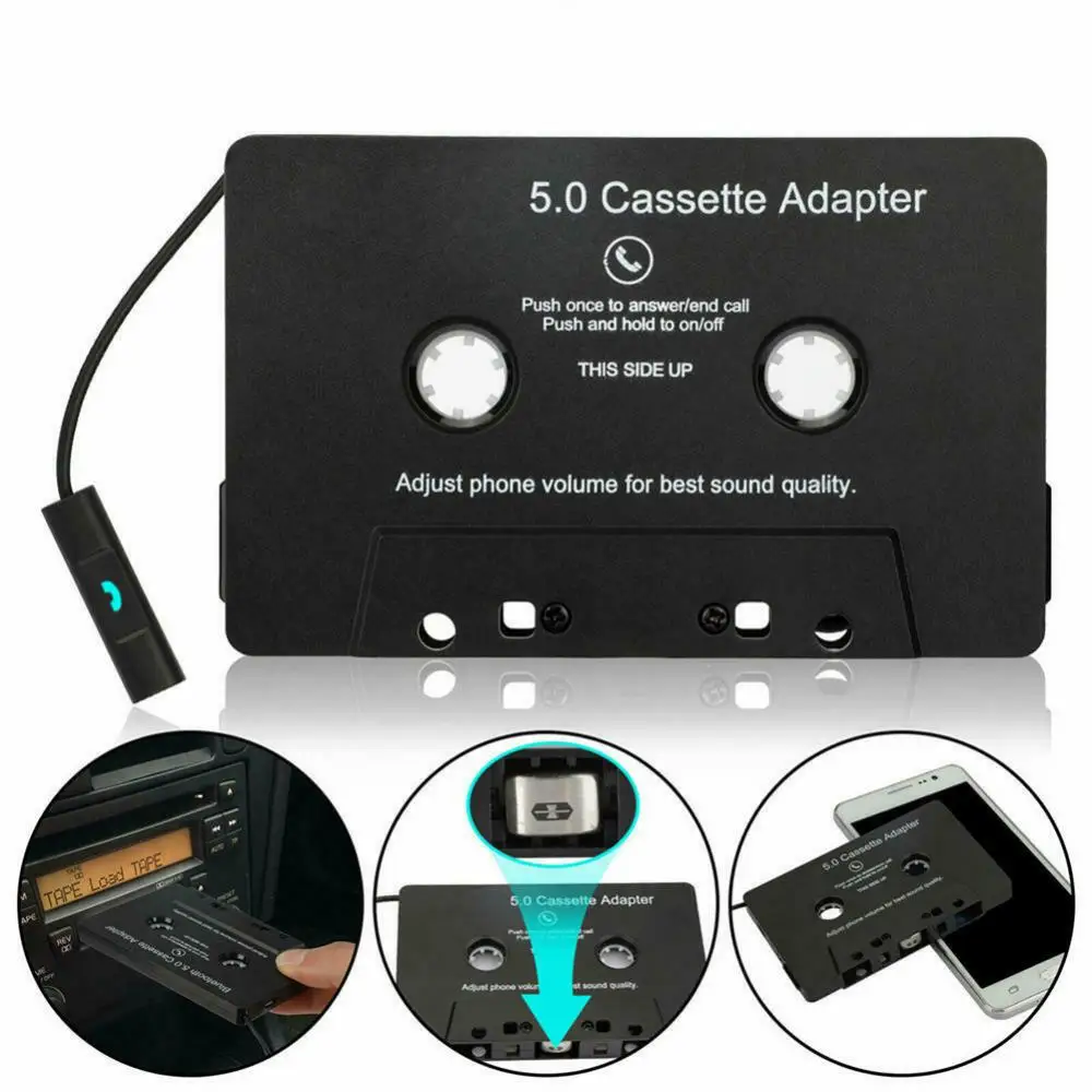 Adaptador de cassete para carro com áudio estéreo, cassete sem fio para adaptador auxiliar adaptador de cassete para smartphone