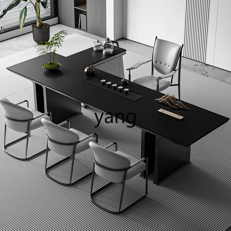 

LH light luxury rock slab tea table and chair combination home living room modern office tea table