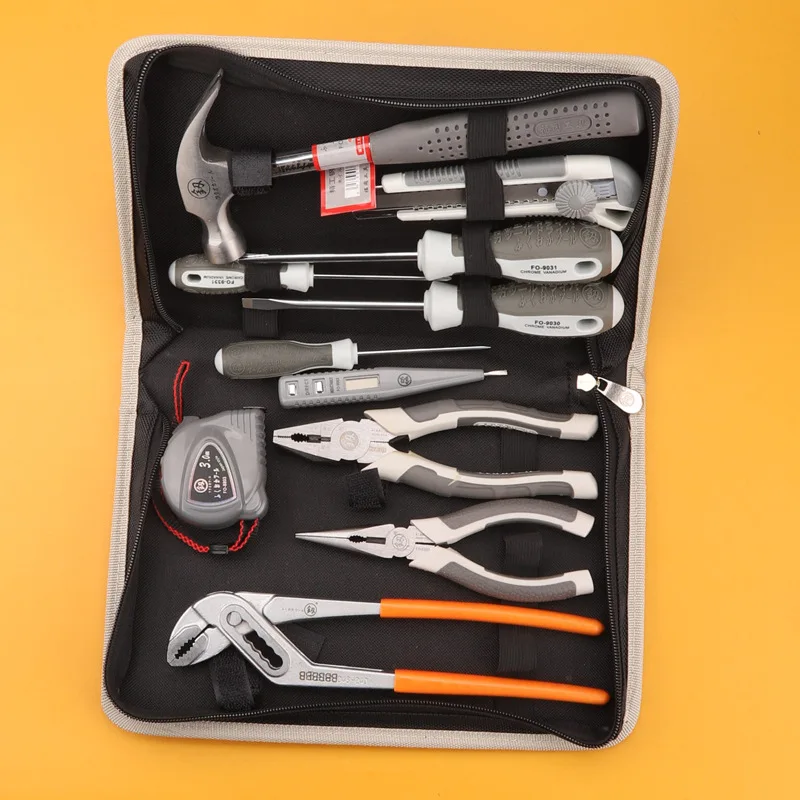 

Handheld Combination Tools Home Use 12-Piece Set with Wire Cutter Long Nose Pliers Water Pump Pliers Tape Measure