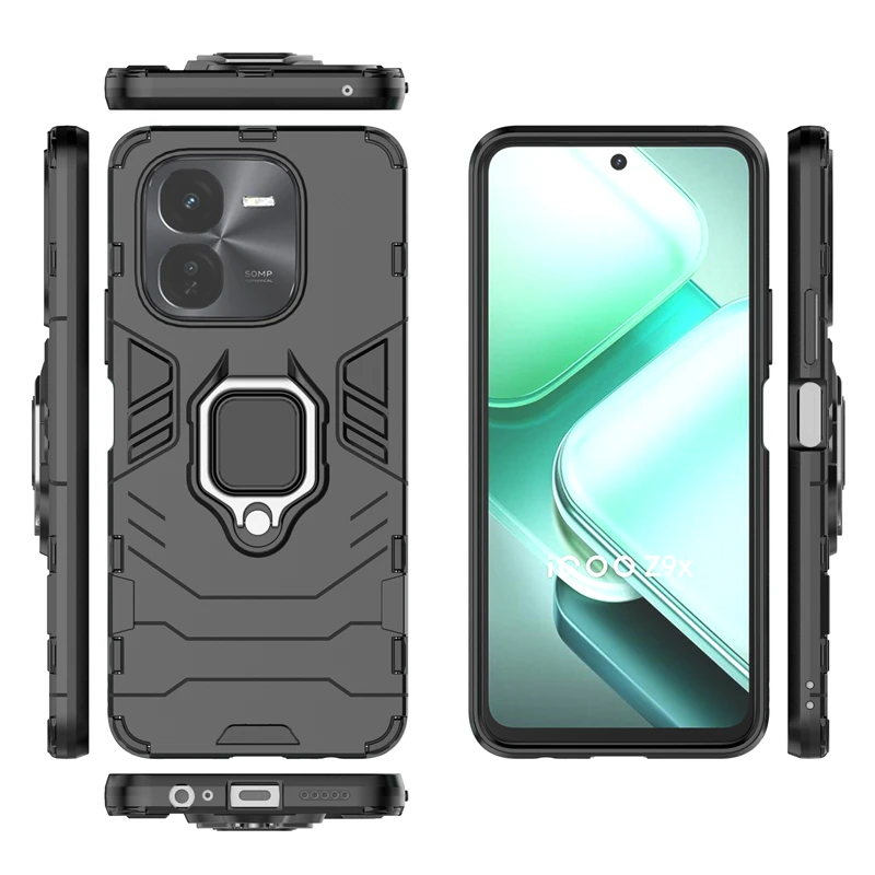 For Vivo iQOO Z9X Case Bumper Armor Magnetic Suction Stand Full Back Cover For Vivo iQOO Z9X Case For Vivo iQOO Z9X Z9 Turbo 5G