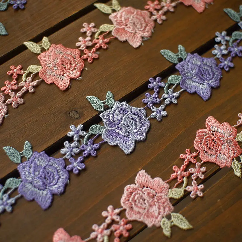 20meters Water Soluble Lace Trimming Rose Flower Fabric Lace Decoration Diy Headscarf Hair Clothing Lace Trim Ribbon