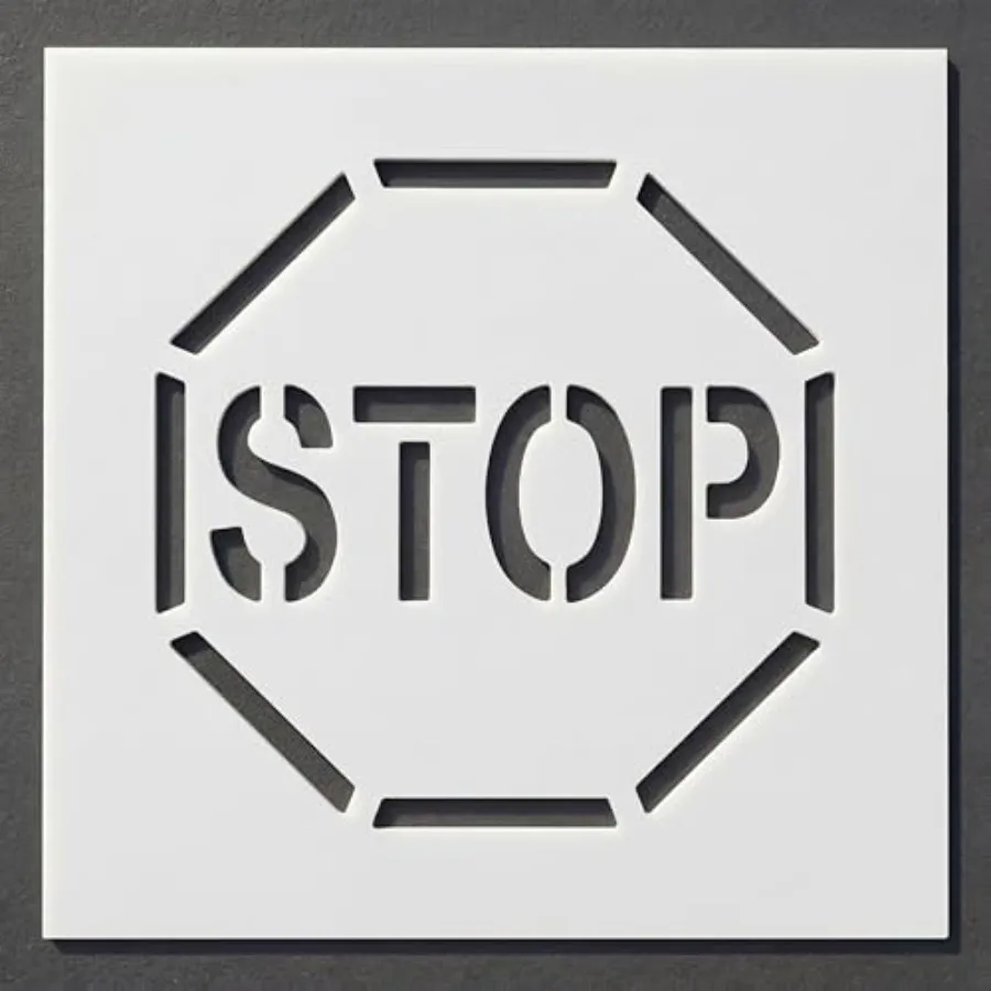 

24"x24" Sign Stencils for Parking Lot with 18" Octagonal Border Reusable 78 Mil HDPE Traffic Stencil for Asphalt, Concrete and