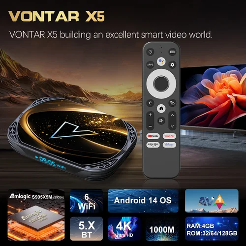 Imagen 2 del producto VONTAR X5 Android 14 TV Box Amlogic S905A (S905X5M) 4GB 128GB 32GB 64GB 1000M Wifi6 4K AV1 Google Play reproductor multimedia decodificador