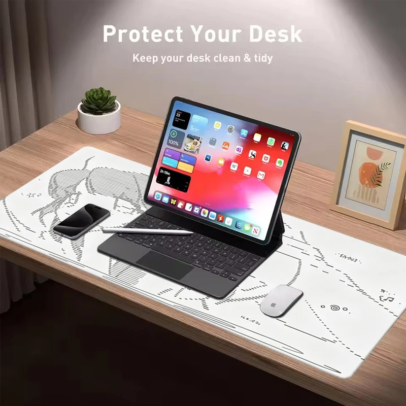 1Pcs Leather Mouse Pad Anime Angel Girl Y2k Kawaii Large Computer Keyboard HD Leather Desk Mat Cute Gaming Office XXL Mousepad view 2