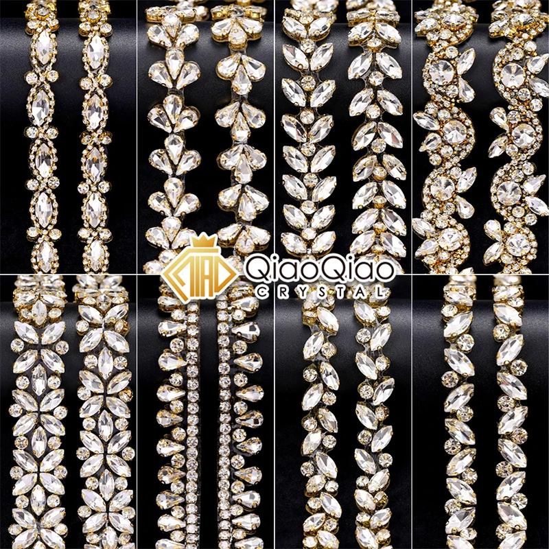 QIAO cristal strass chaîne garniture ruban bande pour vêtements de mariée accessoires de mode artisanat bricolage décor