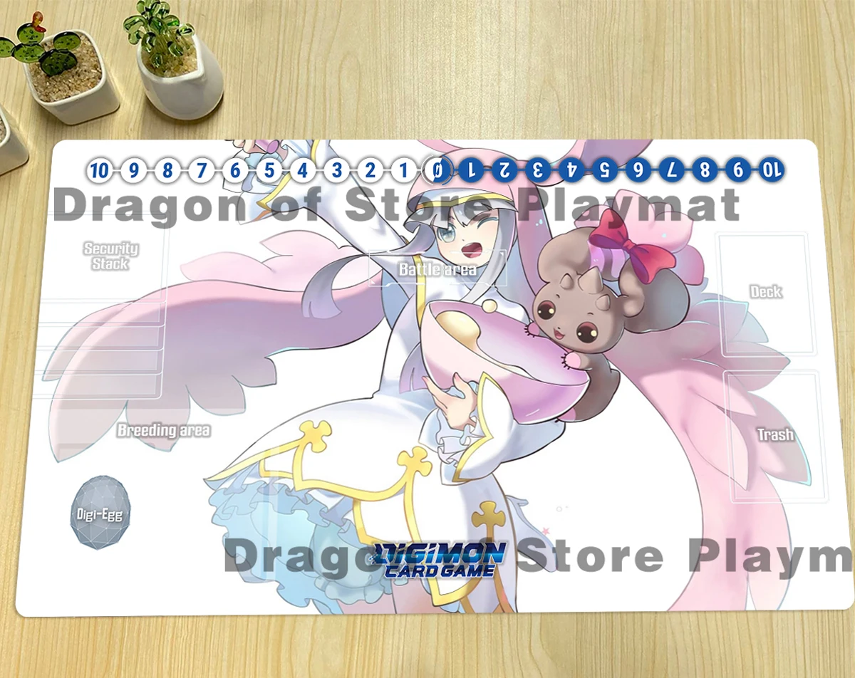 Cute Digimon Playmat Sistermon Lopmon DTCG CCG Mat Board Game Mat Trading Card Game Mat Gaming Playmat Rubber Mouse Pad Free Bag