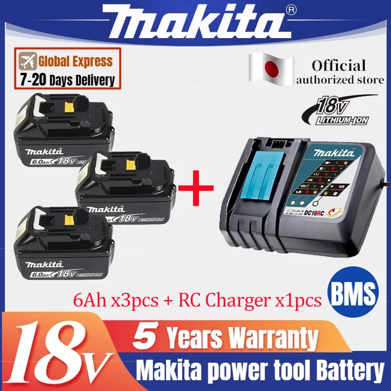 

Makita 18V 6.0Ah rechargeable battery, suitable for Makita BL1840 BL1830 BL1830B BL1850 BL1850B original power tool battery