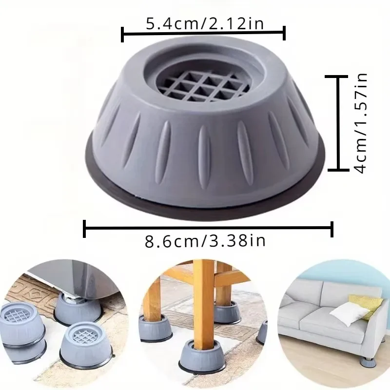 8pcs/4pcs Washing Machine Anti-Vibration Pads, Base Lifters, Moisture-Proof Refrigerator Feet, Shock Absorption Covers